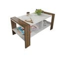 Table Basse Izole L90cm Bois Foncé Et Blanc