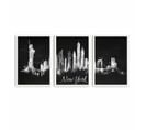 Lot De 3 Tableaux Encadrés En Blanc Pictor L109xh50cm Motif Silhouette De New York Noir Et Blanc