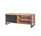 Meuble TV Style Industriel Senlid L130cm Métal Noir Et Bois Clair