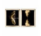 Lot De 2 Tableaux Encadrés En Or Pictor L50xh28,5cm Motif Abstrait Noir Et Or