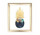 Tableau Décoratif Pinata 23.5 X 28.5 Cm Bois Motif Ananas Graphique Bleu Et Or
