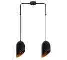 Suspension 2 Lampes Coupe Oblique Alignées Quisky 52cm Métal Noir Et Or