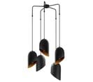 Suspension 5 Lampes Coupe Oblique Saccade Quisky D50cm Métal Noir Et Or