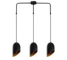 Suspension 3 Lampes Coupe Oblique Alignées Quisky 76cm Métal Noir Et Or