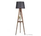 Lampadaire Trépied Lunctura 160cm Bois Marron Et Tissu Noir