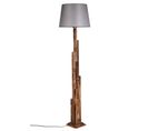 Lampadaire Picea H175cm Bois Foncé Et Tissu Gris