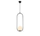 Suspension Ovale 1 Lampe Chargey Verre Blanc Et Métal Noir