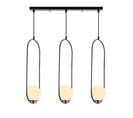 Suspension Ovale 3 Lampes Alignées Chargey Verre Blanc Et Métal Noir