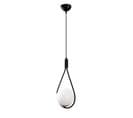 Suspension Boucle 1 Lampe Globe Zenon Verre Blanc Et Métal Noir