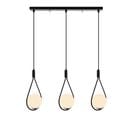 Suspension / Plafonner Boucle 3 Lampes Alignées Zenon Verre Blanc Et Métal Noir