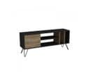 Meuble TV Style Industriel 1 Porte Erva L140cm Bois Foncé Et Noir