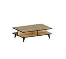 Table Basse 2 Compartiment Yukage 90x50cm Bois Naturel Et Noir