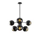 Lustre Bras 6 Lampes Bulles Sheba Verre Transparent Et Métal Noir