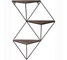 Étagère Murale Design Wingstar L34xh45cm Bois Massif Foncé Et Métal Noir