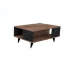 Table Basse Bianca L90xp60cm Bois Et Effet Marbre Noir