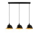 Suspension 3 Lampes Alignées Epille 95cm Métal Noir Et Or