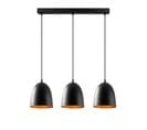 Suspension 3 Lampes Cloches Alignées Gakuli 125cm Métal Martelées Noir