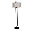 Lampadaire Elliptique Ovalis 150cm Tissu Gris Et Métal Noir