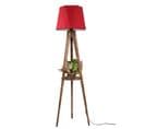 Lampadaire Trépied Lunctura 165cm Rouge Et Bois Naturel