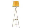 Lampadaire Trépied Treissie 165cm Tissu Triangles Jaune Et Métal Or