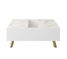 Table Basse Multi Rangement Sophisticari Effet Marbre Blanc