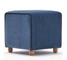 Pouf Sammy 40x40cm Velours Bleu Bordure Noir