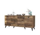 Buffet Bas 4 Tiroirs Bergerat 180cm Bois Foncé