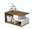 Table Basse Rudoka L90xh42cm Bois Naturel Et Blanc