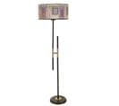 Lampadaire En H Zorax H165cm Tissu Motif Rue Et Métal Or Et Noir