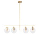 Suspension 4 Lampes Lampy L81cm Verre Transparent Et Métal Or