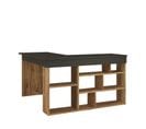 Bureau D'angle Avec Rangements - Coloris : Anthracite Et Naturel - Lileul