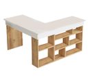 Bureau D'angle Avec Rangements - Coloris : Blanc Et Naturel - Lileul