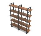 Étagère Bibliothèque Style Industriel Ulid L155cm Bois Foncé Et Métal Noir