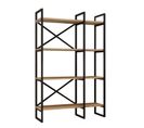 Étagère Bibliothèque Style Industriel Opawa L87,5cm Bois Clair Et Métal Noir