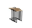 Ensemble De 3 Tables Basses Gigognes Ineke Métal Noir Et Bois Clair