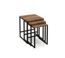 Ensemble De 3 Tables Basses Gigognes Kundera Style Industriel Métal Noir Et Chêne Foncé