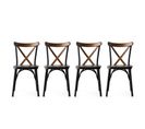 Lot De 4 Chaises Rostam Métal Noir Et Bois Massif Foncé