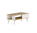 Table Basse Style Scandinave Samar 58x43,3cm Bois Blanc Et Chêne Clair