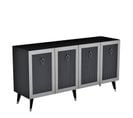 Buffet 4 Portes Ethne L150xh80cm Anthracite Et Argent