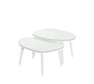 Set De 2 Tables Basses Trépied Ovale Gigognes Casina Bois Blanc Et Verre Trompé Miroir