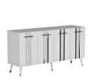 Buffet Cayman L150xh80cm Blanc Avec Bandes Argent