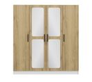 Armoire 7 Portes Et 6 Miroirs Bangka L180xh210cm Bois Clair Et Blanc