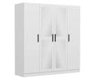 Armoire 4 Portes Et 4 Miroirs Bangka L180xh210cm Blanc