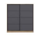 Armoire 2 Portes Coulissantes Gua L180xh210cm Bois Clair Et Anthracite