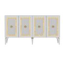 Buffet Bas 4 Portes Design Lahave L150cm Blanc Et Or