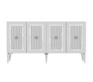 Buffet Bas 4 Portes Design Lahave L150cm Blanc Et Argent