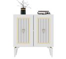 Buffet 2 Portes Design Alpo L75cm Bois Blanc Motif Géométrique Or