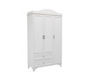 Armoire 3 Portes Et 2 Tiroirs Endersa L105cm Blanc Avec Un Détail Chêne Clair