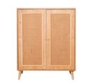 Buffet Haut 2 Portes En Jute Lodim H110cm Bois De Charme Massif Clair