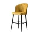 Lot De 2 Chaises De Bar Iria Velours Jaune Et Métal Noir